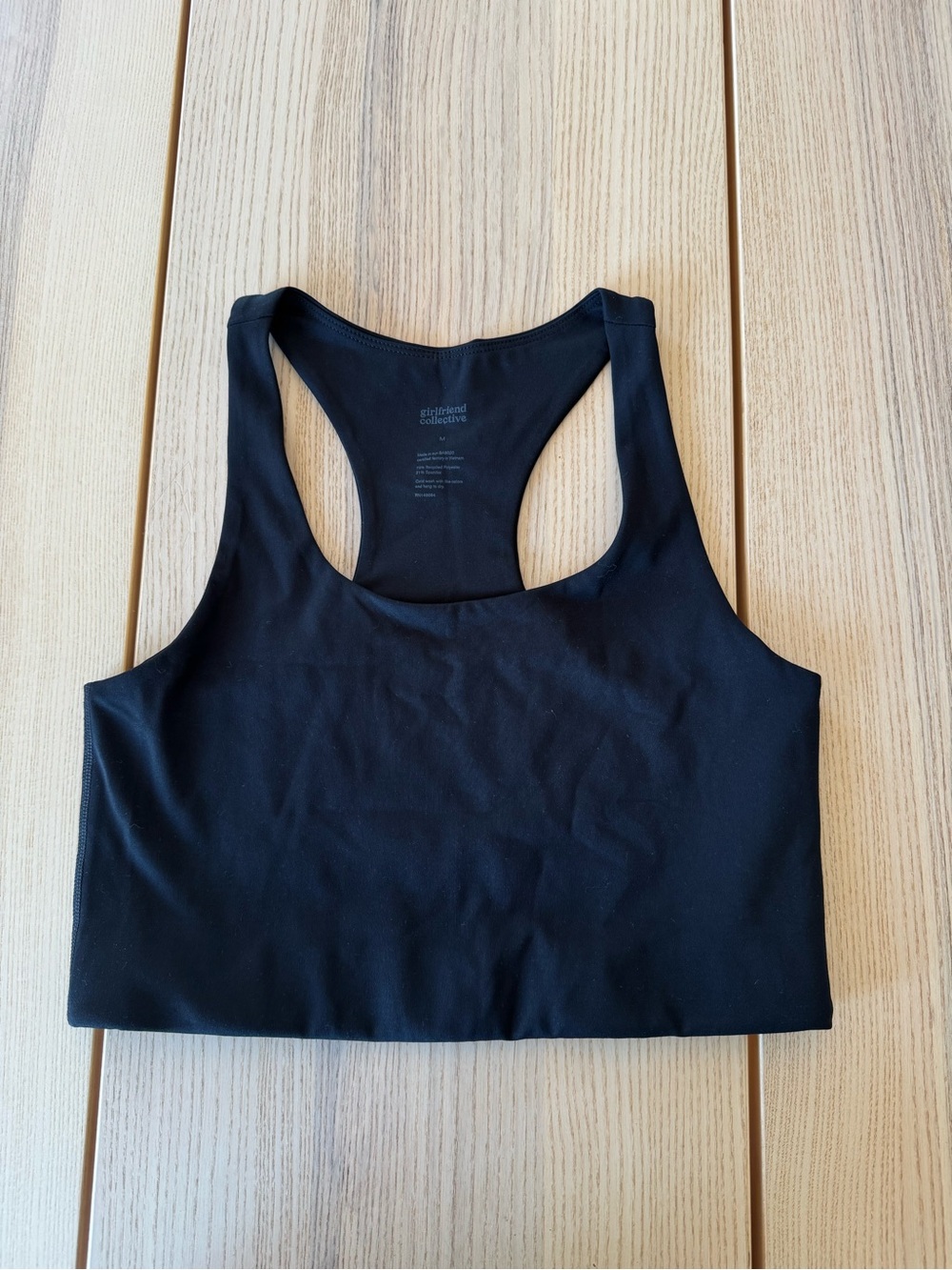 girlfriend collective Black Racerback Sports Bra - Smooth Support
